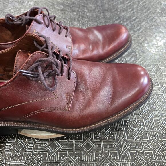 🐢 ECCO  Lisbon Plain Toe Cognac Brown Leather Oxford Shoes. Size EU42 US8-8.5 - Picture 3 of 13